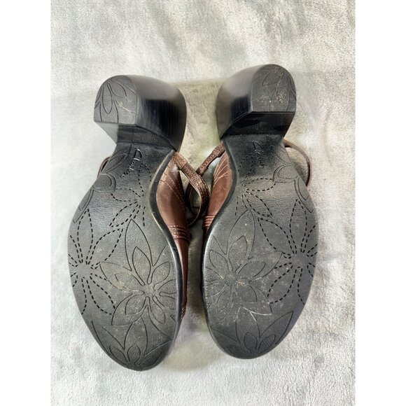 Clarks womens shoes size 7M brown leather strappy mules - Picture 7 of 16